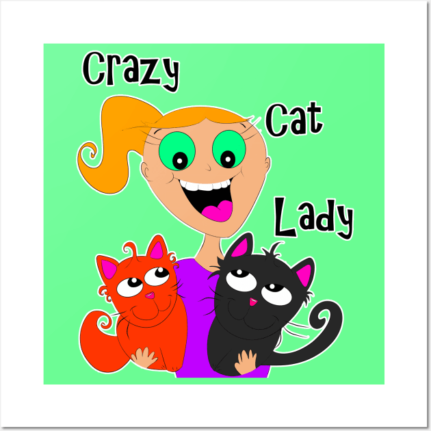 Crazy Cat Lady (Redhead) ;) Wall Art by DitzyDonutsDesigns